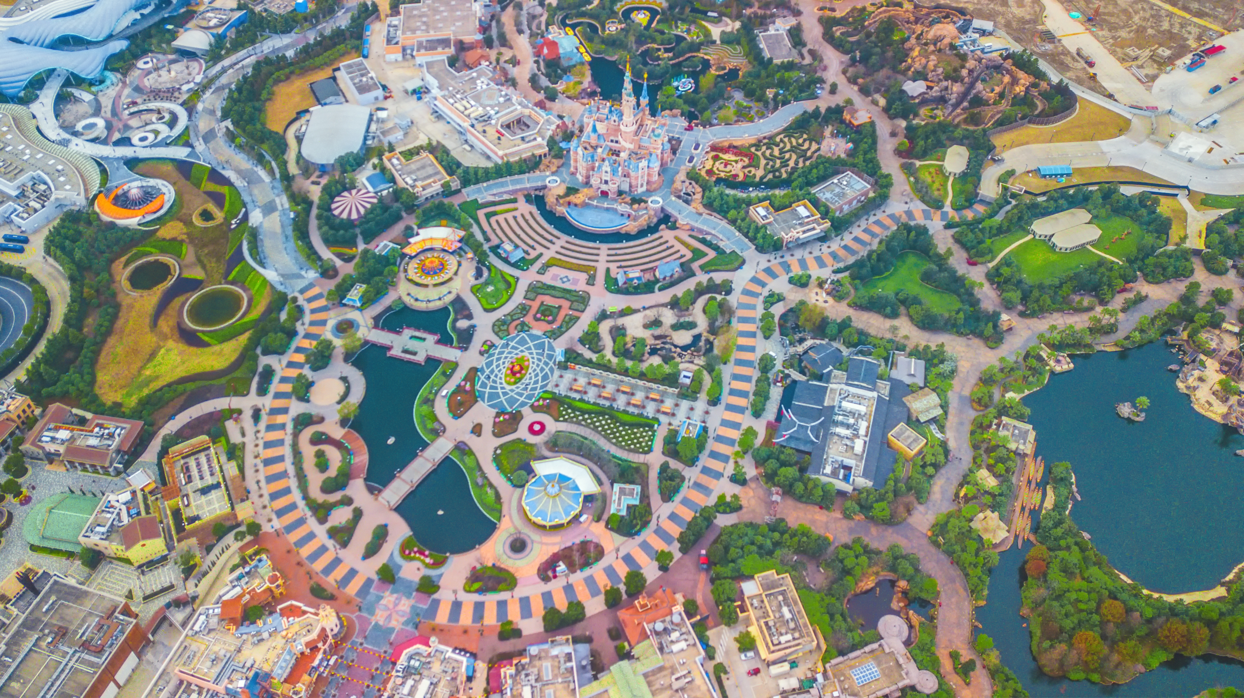 Aerial Drone Photos Show Empty Shanghai Disneyland